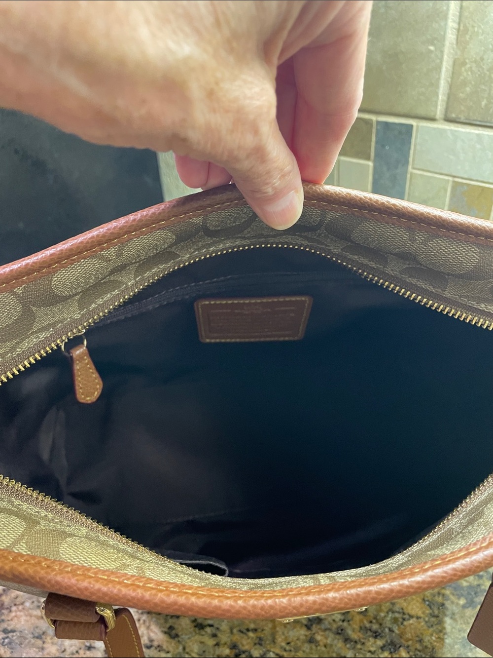 Coach Brown Signature Tote with Chestnut Trim - Picture 8 of 10